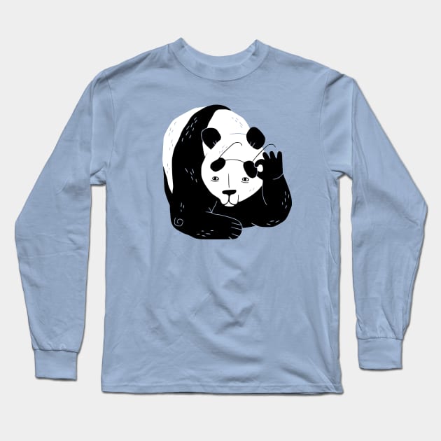 Panda Glasses Long Sleeve T-Shirt by obinsun